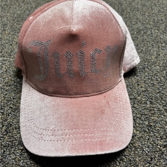 Juicy Couture Accessories - Juicy Couture Blush Pink Velvet Trucker Hat